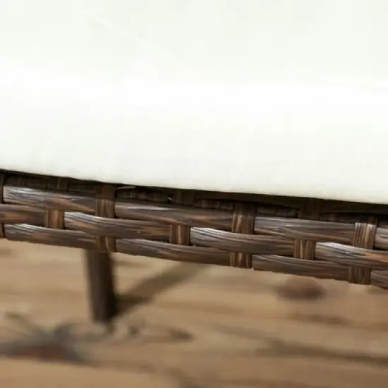 Resenkos Outdoor Dining Room Chairs, Patio Kitchen Chairs,PE Rattan Outdoor Dining Chair Set with Cushion and Backrest, Cream White,2 Pcs image {3}