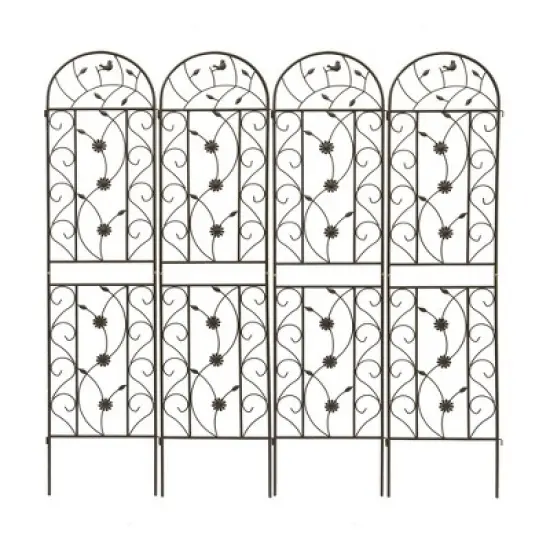 Gulches 2 Pack Metal Garden Trellis 86.7" x 19.7" Rustproof Trellis for Climbing Plants Outdoor Flower Support Brown image {11}