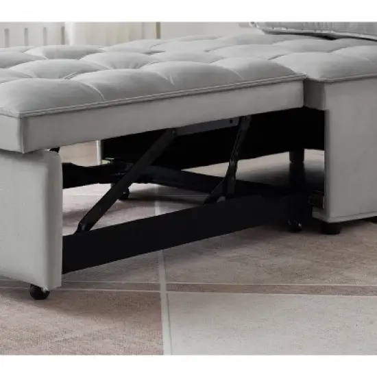 CAVINAS Armless Convertible Sleeping Single Sofa Bed Velvet Upholstered Couch with Removable Back for Apartment image {3}