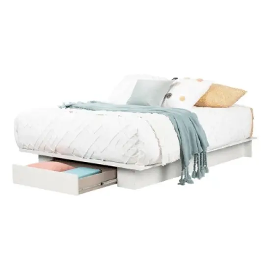Full/Queen Kanagane 1 Drawer Platform Bed Pure White - South Shore image {4}