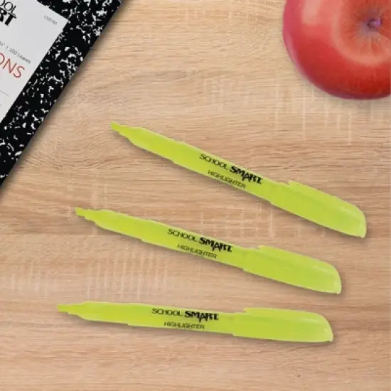 School Smart Pen Style Highlighters, Chisel Tip, Yellow, Pack of 48 image {2}