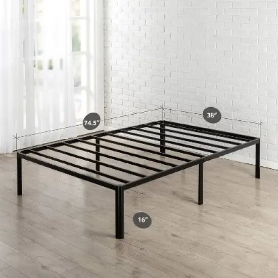 16" Van Metal Platform Bed Frame with Steel Slat Support Black - Zinus image {5}