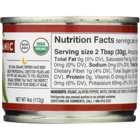 Rio Luna Organic Diced Jalapenos - Case of 12/4 oz image {3}