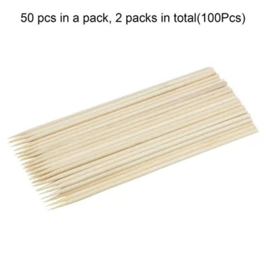 Unique Bargains Bamboo Barbecue Skewers Sticks Wooden Cocktail Picks 100 Pcs image {2}