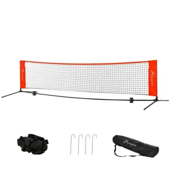 NAYSAYE Sport Net and Rebounder Portable Soccer Tennis Pickleball Badminton Mini Tennis Training Net for Backyard, Black and Red, image {5}
