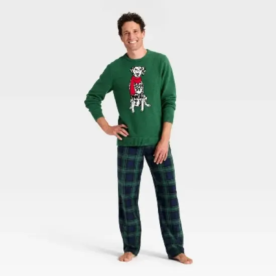 Men's Plaid Microfleece Holiday Matching Family Pajama Pants - Wondershop&trade; Navy Blue image {2}