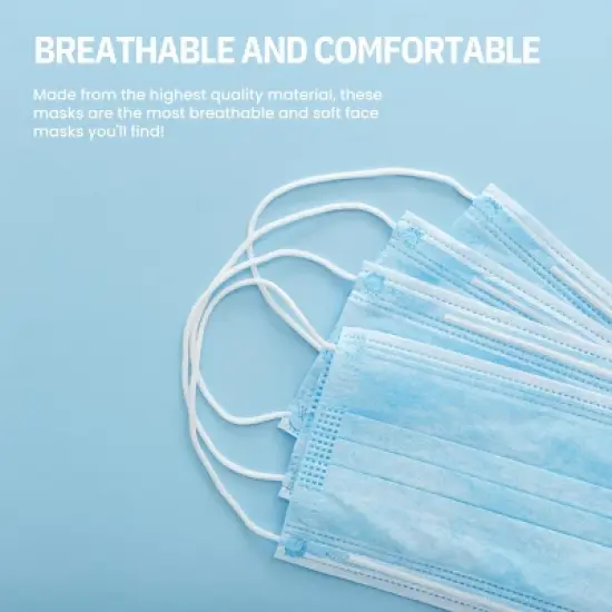 MagiCare - Premium Blue Face Masks for Adults - Breathable 3-Layer Disposable Protection - 50ct Box image {4}