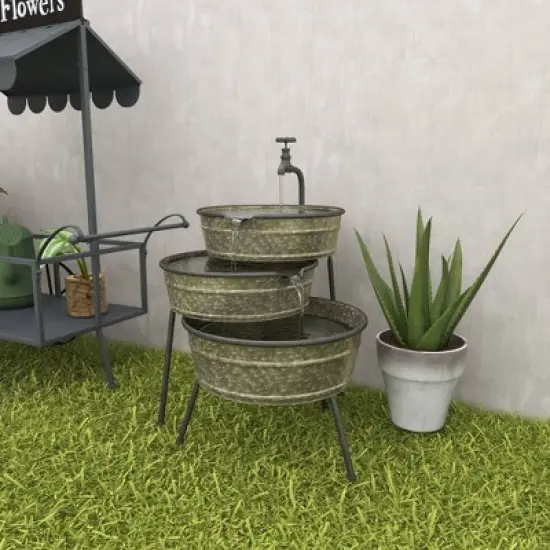26" x 30" Farmhouse Metal Fountain Gray - Olivia & May image {20}