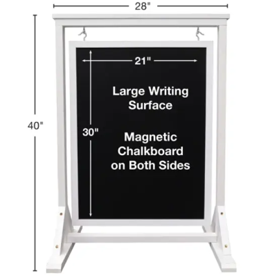 Excello Global Products 30"x21" Swinging Wood Chalkboard (White) image {4}