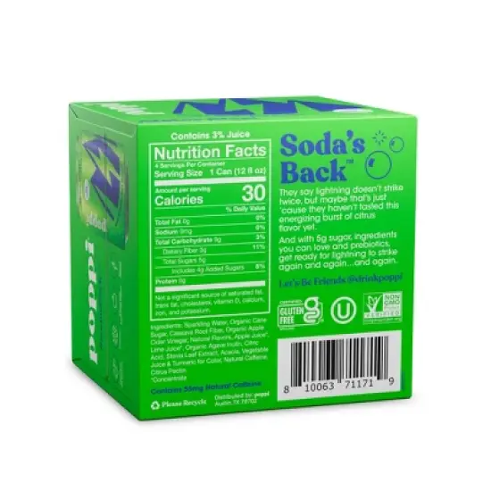 Poppi Alpine Blast Prebiotic Beverage - 4pk/12 fl oz Cans image {1}