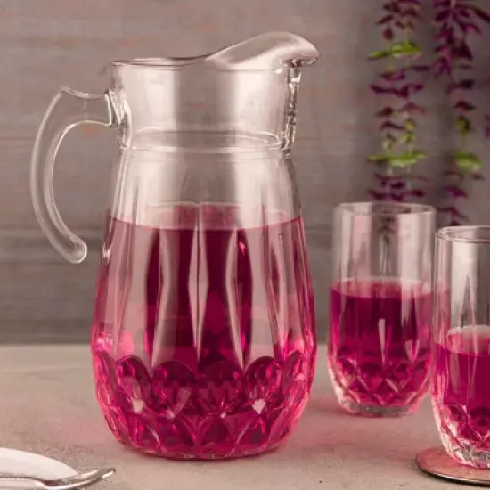 Slickblue Luxury 75 oz Cristalline Glass Pitcher &ndash; Neoclassical Intricate Pattern, Perfect for Water, Juice, Cocktails image {3}