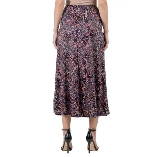 24seven Comfort Apparel Womens Abstract Floral A Line Maxi Skirt image {2}