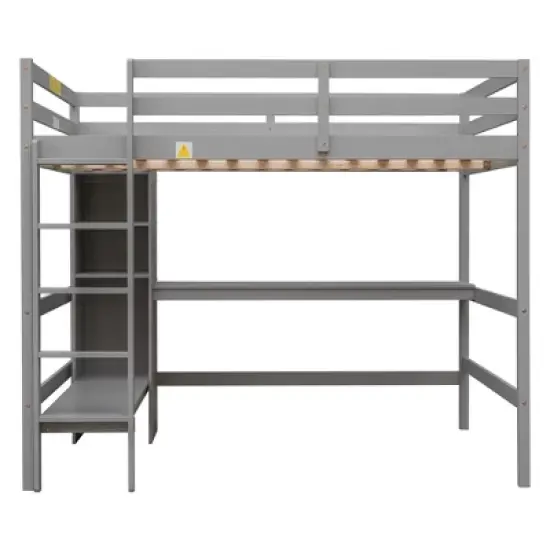 Full Size Loft Bed with Multifunction Shelves and Under-Bed Desk - ModernLuxe image {5}