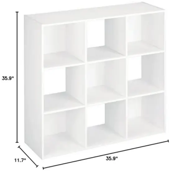 ClosetMaid 9 Cube Laminated Wood Stackable Open Bookcase Display Shelf Storage Organizer for Household, Living Rooms, and Studies, White image {2}