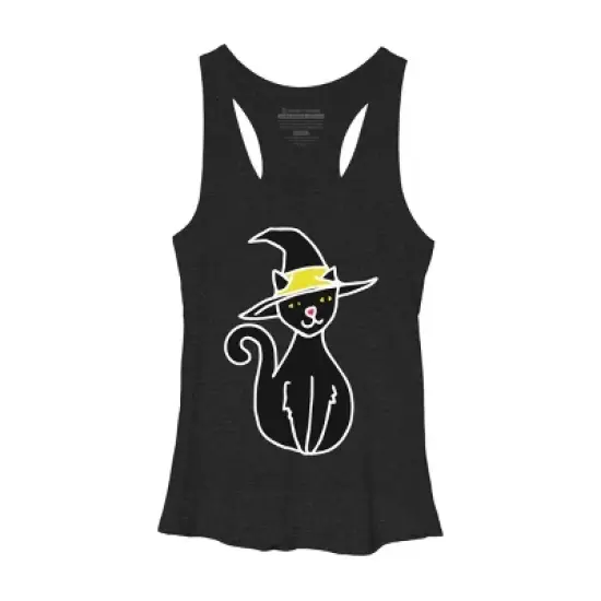 Women's Design By Humans Halloween Witchy Cat By BubbSnugg Racerback Tank Top image {3}
