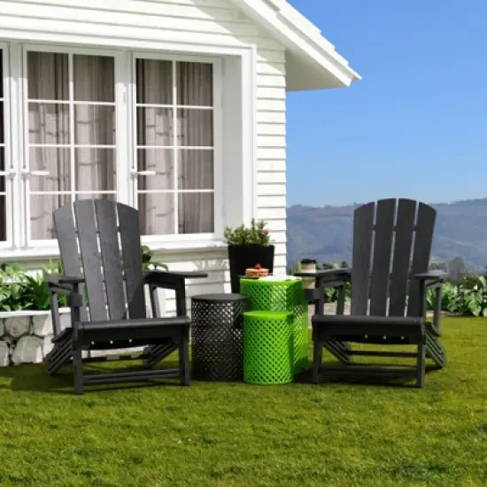 GlasFlength Folding Adirondack Patio Seating Sets, 2PCS with Cup Holder, Suitable for Indoor, Outdoor , Garden, or Backyard image {1}