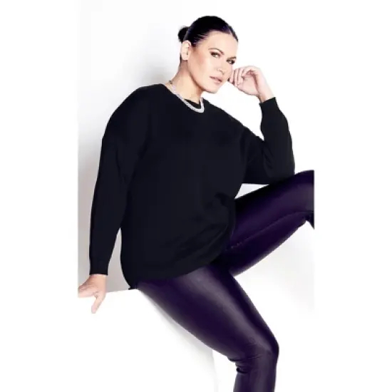 Women's Plus Size Tully Curved Hem Sweater - black | AVENUE image {7}