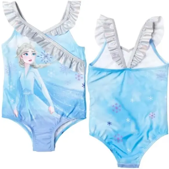 Disney Princess Anna Elsa Frozen Girls 2 Pack One Piece Bathing Suits Little Kid to Big Kid image {1}