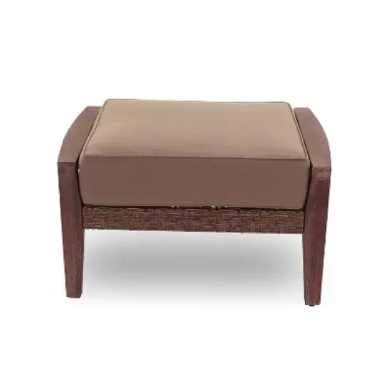 Courtyard Casual Bridgeport II ottoman Stained Eucalyptus Wood KD  Sunbrella Fabric image {3}