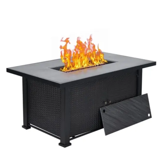 Rectangular Gas Fire Pit Table &ndash; Double-Door Storage, CSA-Certified, Waterproof for Patio/Deck/Garden image {9}
