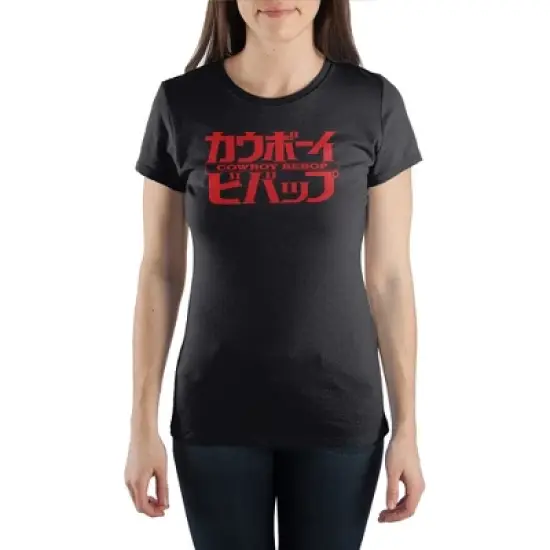 Womens Black Cowboy Bebop Anime Short Sleeve Graphic Tee image {1}