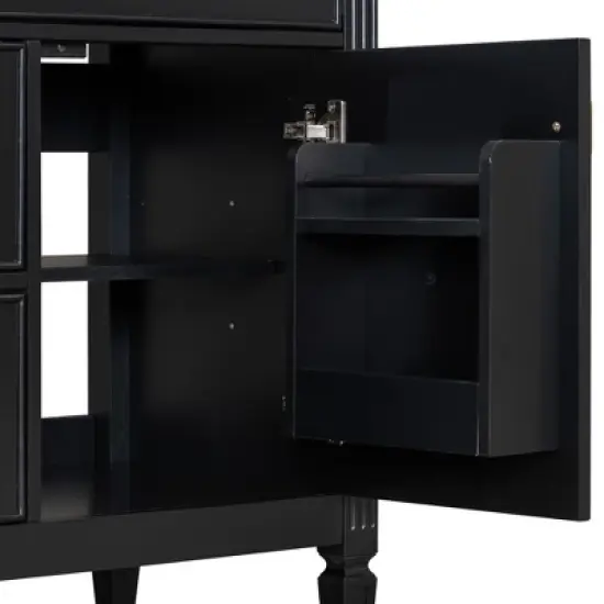 30" Bathroom Vanity with Ceramic Sink, Flip Drawer, 2 Storage Drawers & Adjustable Shelf, Compact Freestanding Vanity Cabinet - image {11}