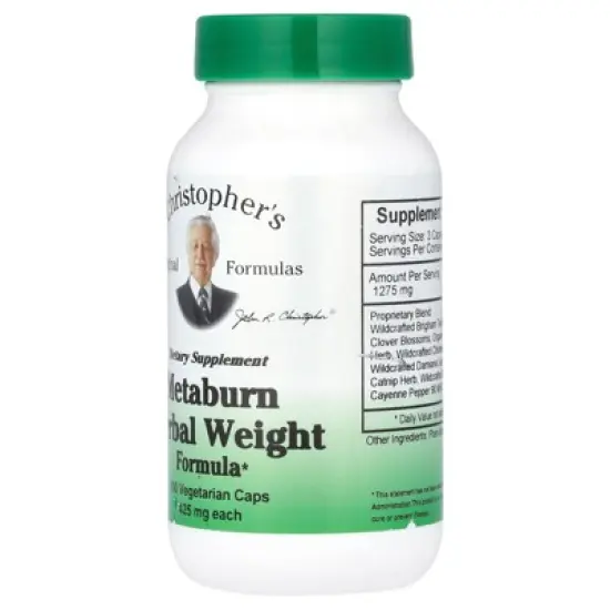 Christopher's Original Formulas Metaburn Herbal Weight Formula, 100 Vegetarian Caps image {2}
