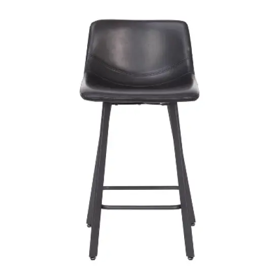 Flash Furniture Caleb Modern Armless 24 Inch Counter Height Stools Commercial Grade with Footrests and Matte Metal Frames, Set of 2 image {10}