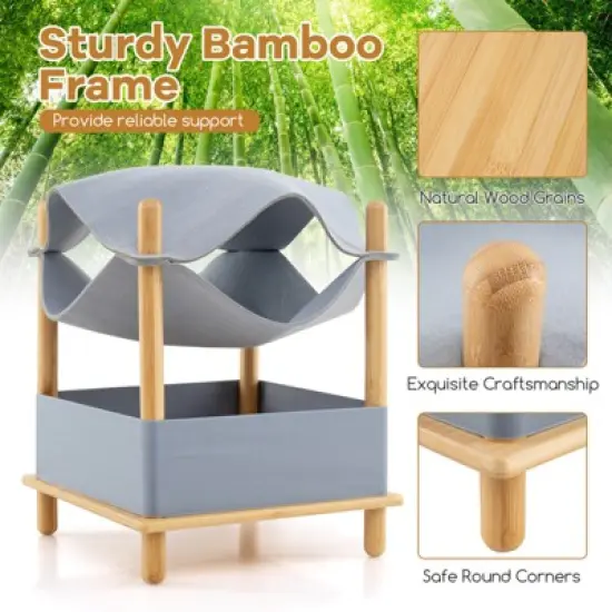 Costway 2-Tier Wooden Cat House Modern Cat Tree w/ Storage Space Small Pet Furniture for Indoor Kittens image {8}