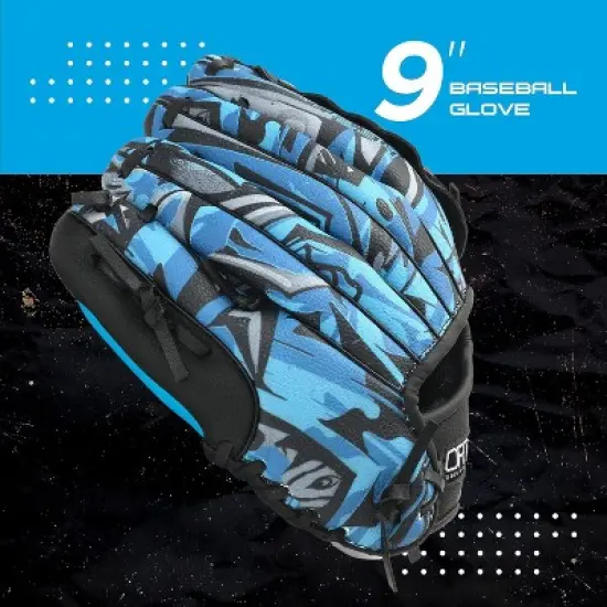 Ortiz34 Youth T-Ball Set, 25" Aluminum Bat (-10 Drop), Foam Core T-Ball, 9" Lightweight Glove, Graffiti Print (Blue) image {2}