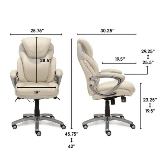 Works Executive Office Chair with Air Technology Comfortable Cream - Serta image {2}