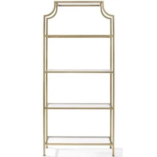Metal Glass Bookcase in Antique Gold - Pemberly Row image {5}