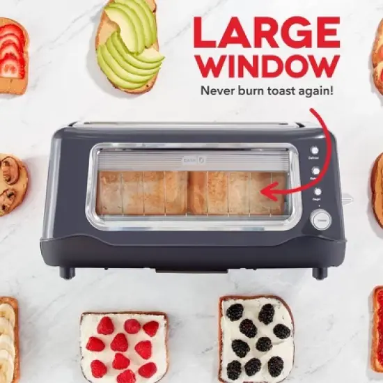 Dash ClearView Long Slot Toaster: See-Through 2-Slice Bagel Toaster, Aqua Green, 1100W, Spot Clean image {7}