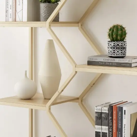 7-Tier Rattan Storage Bookshelf with 2 Doors, Natural &ndash; ModernLuxe image {11}