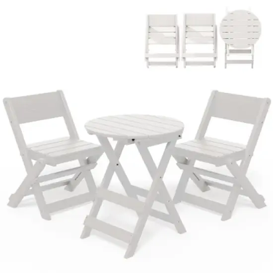 Hyleory 3-Piece Patio Bistro Set - Foldable Table & Chairs with Coffee Table, Lightweight for Balcony, Garden, Apartment ,Weather-Resistant image {12}
