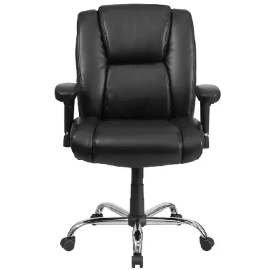 Flash Furniture HERCULES Series Big & Tall 400 lb. Rated Black LeatherSoft Ergonomic Task Office Chair with Chrome Base and Adjustable Arms image {8}