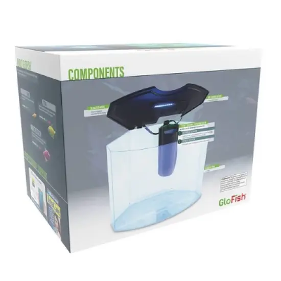GloFish Hidden Blue LED Light and Internal Filter Crescent Aquarium 5gal image {1}