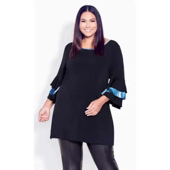 Women's Plus Size Gabby Bell Sleeve Tunic - black | AVENUE STUDIO image {6}