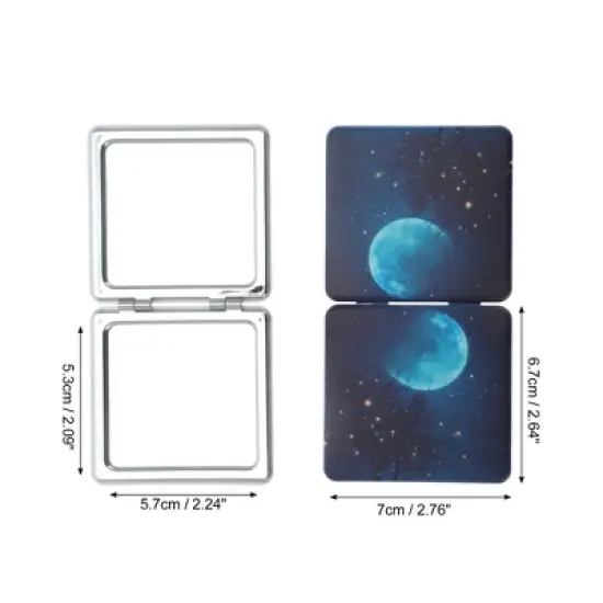 Unique Bargains Big Full Moon Makeup Mirror Navy Blue 1 Pc image {1}