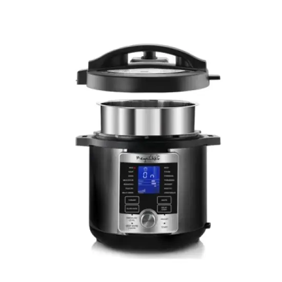 MegaChef 6 Quart Stainless Steel Electric Digital Pressure Cooker with Lid: Programmable, Cool Touch, Dishwasher-Safe image {3}