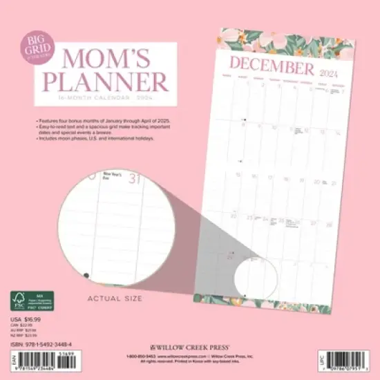 Willow Creek Press 2024 Wall Calendar 12"x12" Mom's Planner image {1}