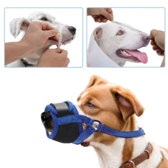 Unique Bargains Breathable Dog Muzzle Blue 1 Pc image {1}