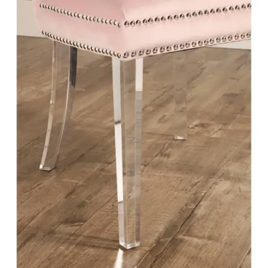 Vivi Tufted Velvet Dining Chair with Acrylic Legs Pink - Abbyson Living image {5}