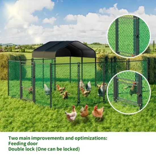 Artloge Large Heavy Duty Metal Chicken Coop Walk-In Chicken Coop Hen Run House Poultry Rabbit Cage with UV & Waterproof Cover for Outside Yard Farm image {3}