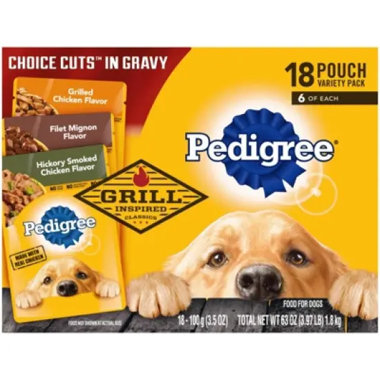 Pedigree Pouch Choice Cuts In Gravy Wet Dog Food - 3.5oz/18ct
 image {7}