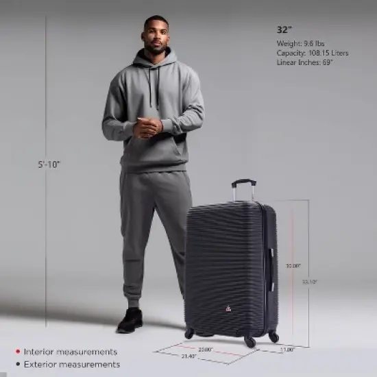 InUSA Checked Royal Lightweight Hardside Spinner Suitcase image {1}