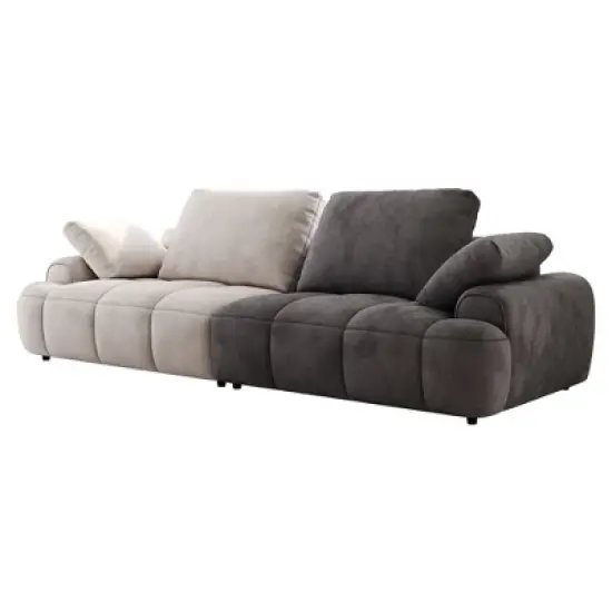 NicBex Couches for Living Room 86.6" Large Loveseat Sofa Upholstered Couch Soft Sponges Modern Designs Sofa with 4 Cozy Cushions, Beige with grey image {2}