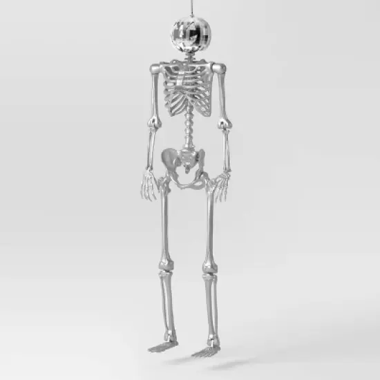 60" Poseable Pumpkin Skeleton Halloween Decorative Prop Silver Disco - Hyde and EEK! Boutique&trade; image {1}