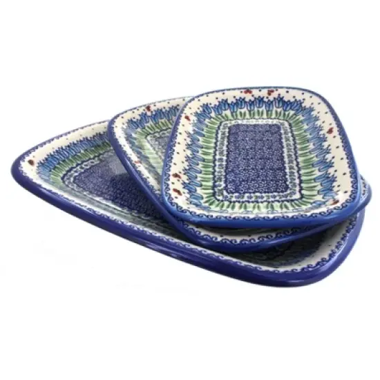 Blue Rose Polish Pottery 6200 Vena 3 Piece Rectangular Serving Set image {7}