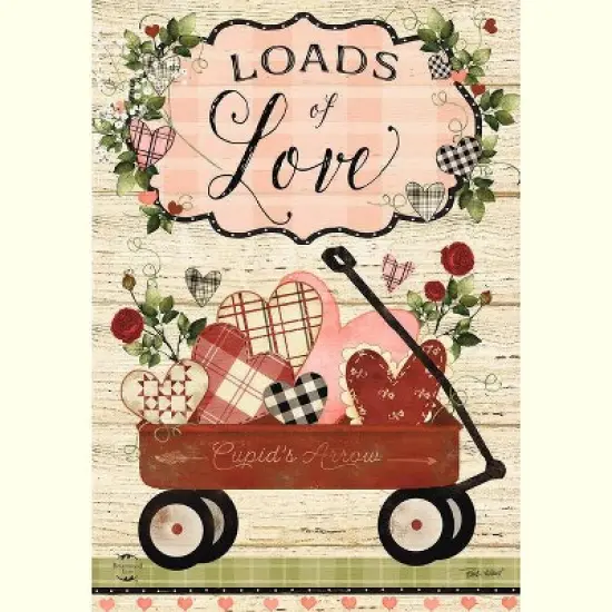 Briarwood Lane Garden Flag 12x18 For Outdoor Loads of Love Wagon Valentine's Day For Valentine's Heart Garden Flag Flags For Outside image {2}